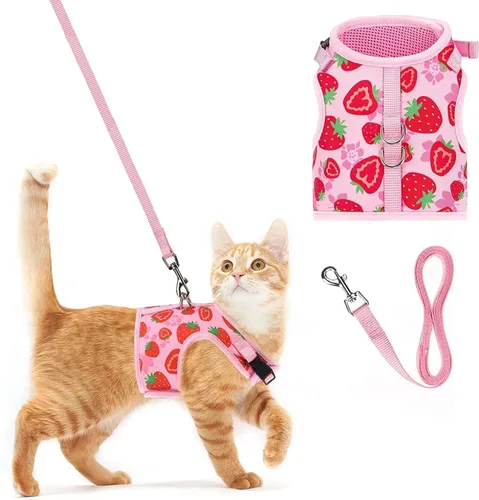 Miniatura 12 de PUPTECK Juego de arnés y correa de malla suave para gatos, arnés acolchado para mascotas, a prueba de escape, para gatos, perros pequeños, conejos