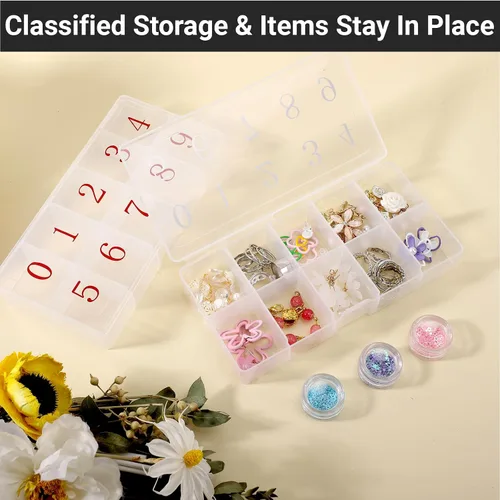 Miniatura 4 de Estuche organizador de uñas postizas acrílicas, 2 unidades, caja de almacenamiento de puntas de uñas de 10 compartimentos con número, contenedor
