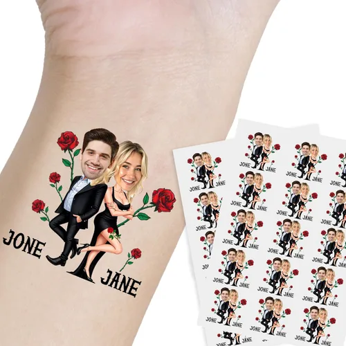 Miniatura 11 de Tatuaje personalizado con nombre y cara, tatuaje temporal personalizado para adultos, niños, amados, un amigo o familia, cara con nombre, 2 x 2