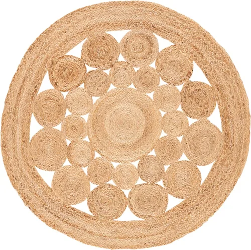 Miniatura 2 de SAFAVIEH Natural Fiber Round Collection NFB309A - Alfombra redonda de yute con encanto de campo bohemio hecho a mano de 3 pies