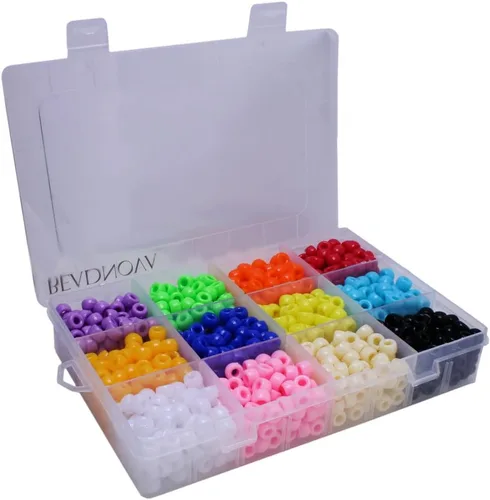 Miniatura 2 de BEADNOVA Juego de cuentas de pony a granel Kandi de colores mixtos de plástico arcoíris colores opaco surtido para manualidades