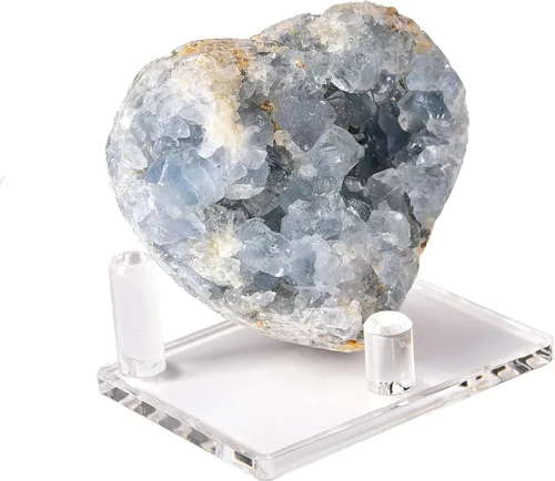 AMOYSTONE Cristales curativos azules de geoda celestita natural, piedra celestita, cuarzo azul crudo, cristales celestitos grandes para reiki,
