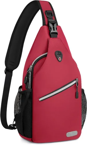Mosiso - Mochila bandolera multiusos, para viajes, senderismo, etc. Rojo