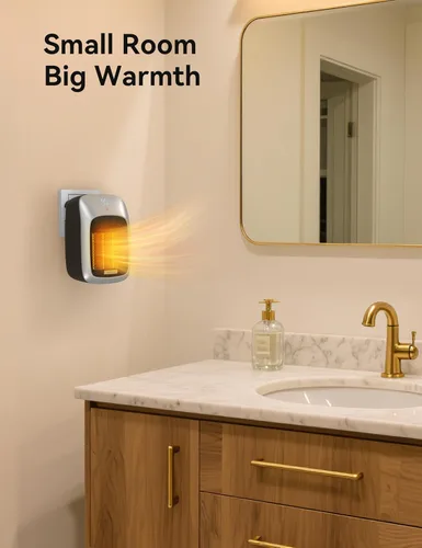 Miniatura 2 de Brightown Calentador de espacio enchufable para uso en interiores, calentador de pared pequeño de 800 W con control remoto y termostato, pantalla