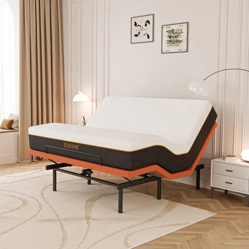 Miniatura 11 de ESHINE Base de cama ajustable Queen – Base ergonómica de cama de gravedad cero, inclinación de pie y cabeza, control por aplicación, control remoto