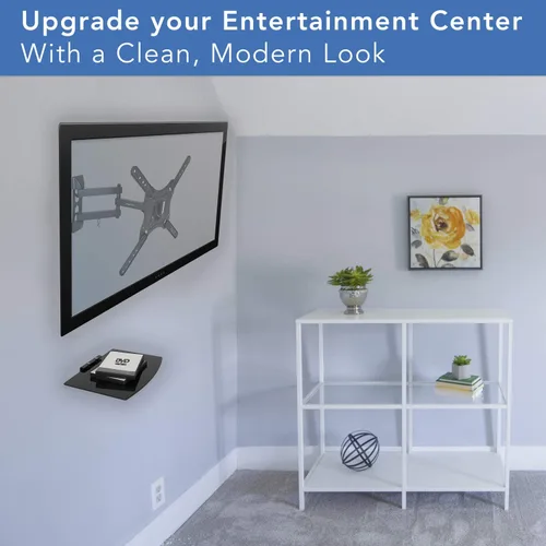 Miniatura 5 de Mount-It! Soporte de TV con estante Soporte de pared de TV de movimiento completo con estante flotante de entretenimiento para caja de cable, DVR