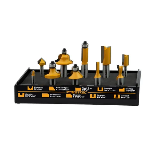 Miniatura 16 de POWERTEC Kit de incrustaciones de enrutador, juego de guía de buje de latón macizo con pasador de alineación, brocas en espiral de carburo