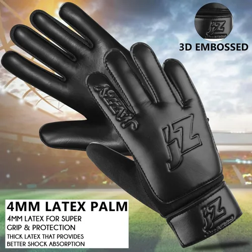 Miniatura 3 de Guantes de portero de fútbol para niños y jóvenes, guantes de portero antideslizantes con palma de látex de 4 mm y fuerte agarre, protección doble