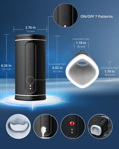 Miniatura 7 de LOVENSE Calor Masturbador masculino, copa de masturbador masculino automático con 7 empujes giratorios para estimulación del pene, juguete