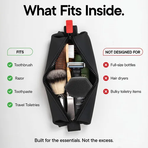 Miniatura 3 de TOOLETRIES The Koby Dopp Kit, bolsa de aseo de silicona prémium para hombres, organizador de viaje compacto resistente a fugas con cremallera