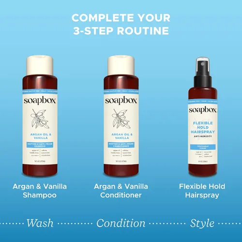 Miniatura 5 de Soapbox Acondicionador de aceite de argán y vainilla, controla el encrespamiento e hidrata, ingredientes limpios libres de productos químicos