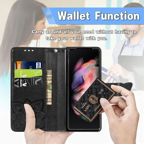 Miniatura 7 de Wallet Case for Samsung Galaxy Z Fold 5 Case Crystal Glitter Bling with Card Holder Stand Leather Flip Phone Case Diamond Butterfly Protective Case