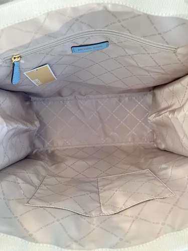Miniatura 4 de Michael Kors Mirella - Bolso bandolera grande de jacquard con logotipo NS Chambray Blue Azul Patchwork