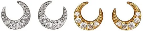 Miniatura 4 de Lindos aretes de tuerca de luna pequeña para mujer, aretes de boda de plata de ley 925 auténtica, aretes de oro para mujer