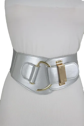 Miniatura 56 de TFJ - Cinturón ancho de moda para mujer, cintura alta, hebilla de gancho de metal dorado, talla XS, S, M, L, XL