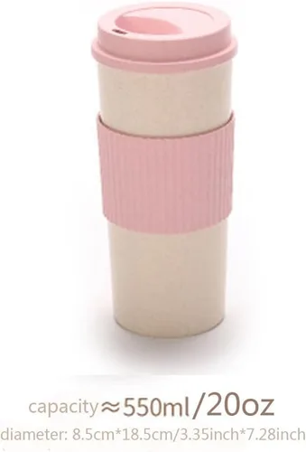 Miniatura 52 de Taza de café sellada con paja de trigo, taza de plástico portátil creativa, taza de alimentos de alto valor que acompaña a beber 16.9 fl oz/17 oz
