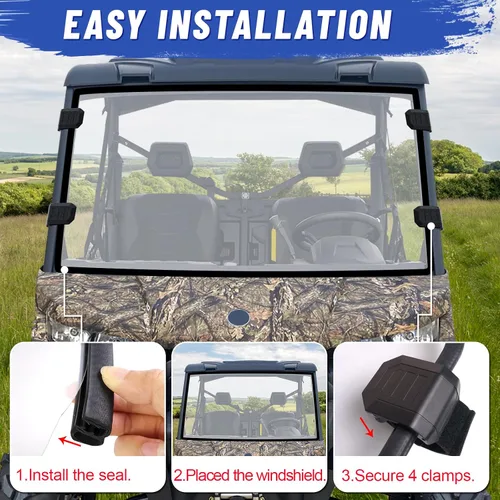 Miniatura 6 de StarknightMT Parabrisas delantero UTV resistente a los arañazos compatible con Can-Am Defender 2016-2026, policarbonato a prueba de rayos UV