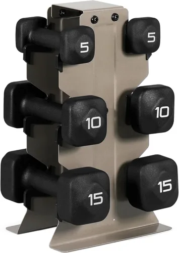Miniatura 52 de Tone Fitness Juego de mancuernas de neopreno con estante de almacenamiento – Pesos de mano antideslizantes y antideslizamiento para entrenamientos