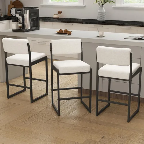 Miniatura 68 de SAECKBERG Taburetes de bar modernos de altura de mostrador, sillas de barra de 26 pulgadas de altura con respaldo, taburetes tapizados, taburetes