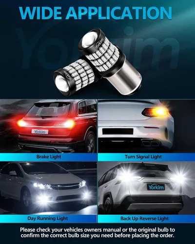 Miniatura 7 de Yorkim Bombillas LED 1157 brillantes rojas, bombilla de freno 1157, 9-30 V, 1157 2057, 2357, 7528, BAY15D, bombilla LED con proyector de repuesto
