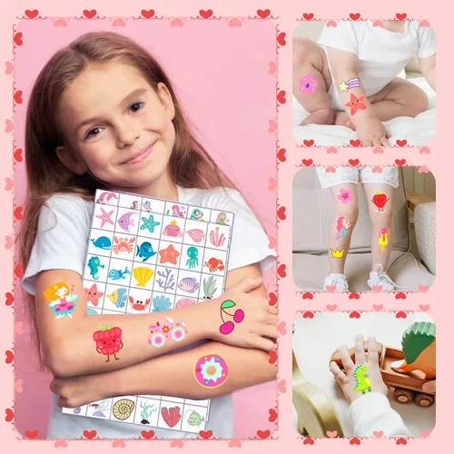 Miniatura 5 de Partywind 960 tatuajes envueltos individualmente para niños a granel, lindas calcomanías temporales de tatuaje para fiestas de cumpleaños, tatuajes