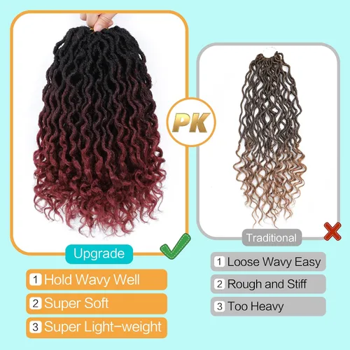 Miniatura 4 de Karida Goddess Locs Cabello de Ganchillo 12 Pulgadas, 8 Paquetes Faux Locs Cabello de Ganchillo Para Mujeres Negras, Cabello de Ganchillo 1B/99j/530#