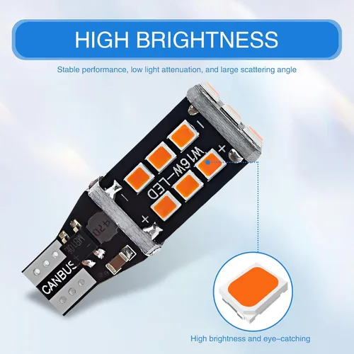 Miniatura 4 de 4 luces LED T15 de marcha atrás decodificadas para automóvil, luz de freno de señal de giro brillante 2835-15smd, W16W 912 921 906 reemplazo