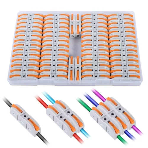 Miniatura 8 de Kit de conectores de palanca para cables eléctricos de conexión rápida, para terminales en línea compactos, 28-12 AWG, 1 entrada 1 salida, 60 piezas