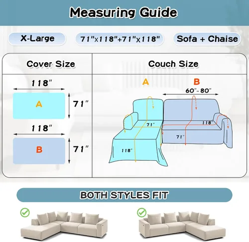 Miniatura 6 de MYSKY HOME Funda de Sofá Seccional para Perros, 2 Piezas Fundas de Sofá para Sofá en Forma de L, Funda de Sofá Lavable, Protector de Muebles Funda