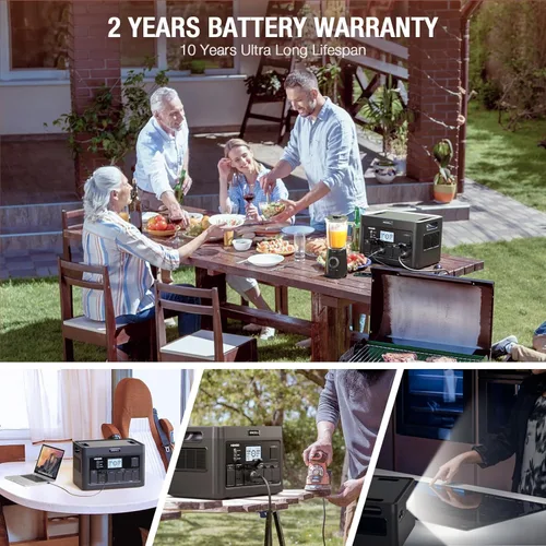 Miniatura 8 de Estación de energía portátil de 2400 W, 1843 Wh, generador solar LiFePO4, UPS para el hogar, batería de reserva de energía con 4 salidas de CA