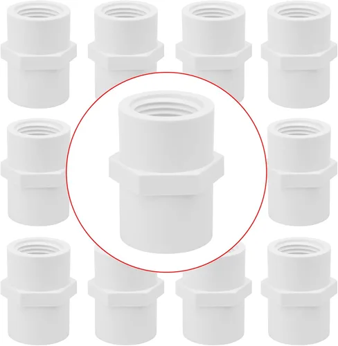 Miniatura 42 de Paquete de 10 Adaptadores Conectores de Acoplamiento de Tubería de PVC de Rosca Doble Hembra de 1 pulgada (F x F) SCH40 Acoplamiento de Tubería