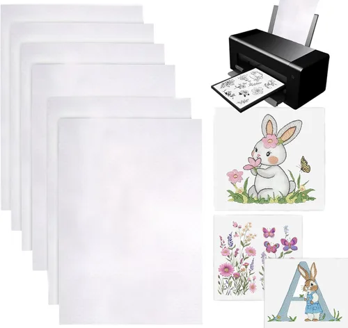 Miniatura 9 de ROPTO Papel adhesivo soluble en agua para imprimir estabilizador de bordado, 6 unidades de 8.5 x 11 pulgadas, papel de bordado para pegar y coser