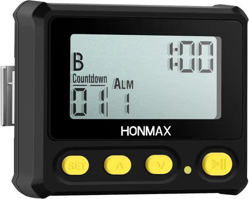 Miniatura 2 de Temporizador de intervalo 8200 y cronómetro, retroiluminación, carga USB-C, reloj Negro y amarillo