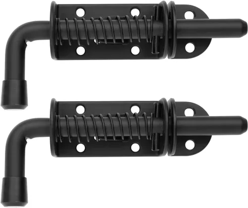 Miniatura 7 de JQK pasador de pestillo con resorte, perno de barril de acero inoxidable 304 engrosado de 2 mm para cerradura de puerta, acabado cepillado de 5 Negro