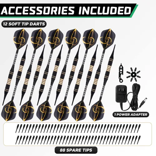 Miniatura 7 de Electronic Dart Board Cabinet Set, 12 Soft Tip Darts, Electric Dart Boards for Adults, Digital Dart Board with Integrated Scoreboard for Family Game