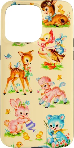 Miniatura 31 de Vintage Baby Animals Nursery 50's Retro Yellow Case for iPhone 17