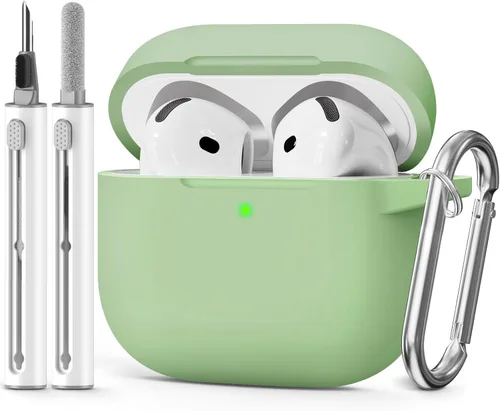 Miniatura 22 de Funda para AirPods 4 2024, viene con kit de limpieza, funda protectora de silicona suave para fundas Apple AirPods de 4ª generación con llavero
