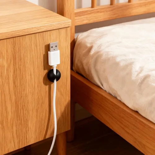 Miniatura 5 de Clips organizadores de cables de cable, paquete de 4 soportes de cable de carga con soporte para regleta de alimentación para escritorio, mesita
