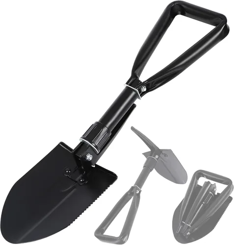 Miniatura 14 de REDCAMP - Pala plegable militar de 23" para campamento con cubierta, pala portátil con acero de alto manganeso, herramienta táctica para cavar