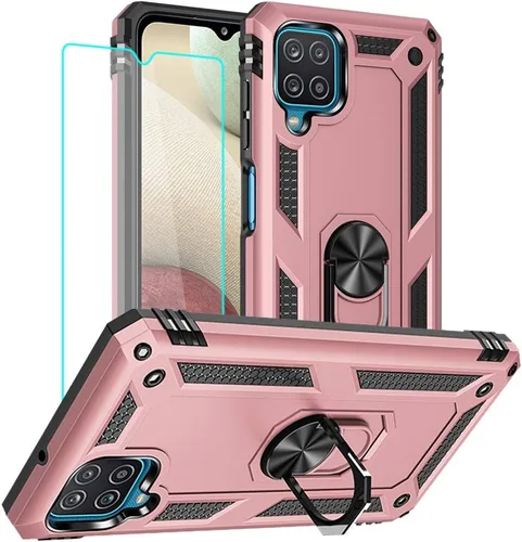 Miniatura 14 de Yiakeng Funda para teléfono Galaxy A12, Samsung A12 con protector de pantalla HD, fundas protectoras de grado militar con anillo para Samsung Galaxy