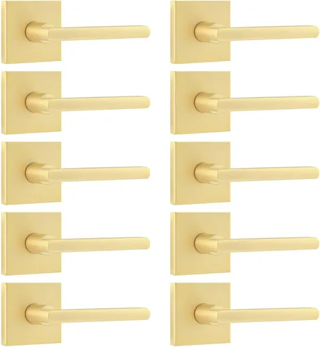 Miniatura 12 de Leydebong Paquete de 3 pomos de entrada dorados con llave igual, manija de puerta de entrada resistente, estilo contemporáneo, herrajes modernos
