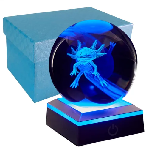 Miniatura 16 de Lámpara de noche de bola de cristal 3D con base LED - Lámpara de bola de cristal en forma de pez para cumpleaños, festividades, regalos de Navidad