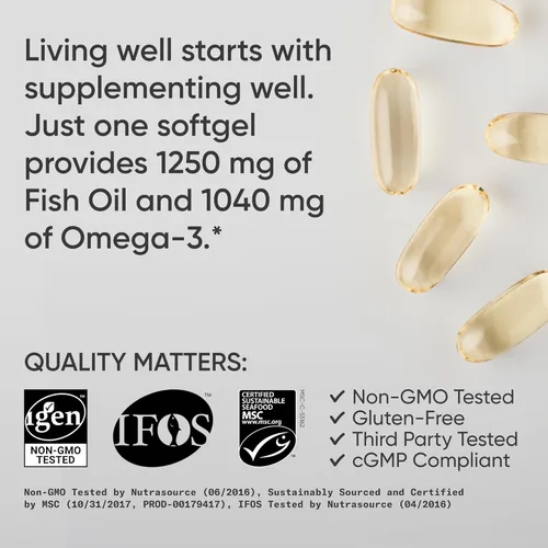 Miniatura 5 de Sports Research® Paquete de apoyo para la salud cognitiva: aceite de pescado Omega 3 de triple fuerza EPA y DHA ácidos grasos de abadejo salvaje