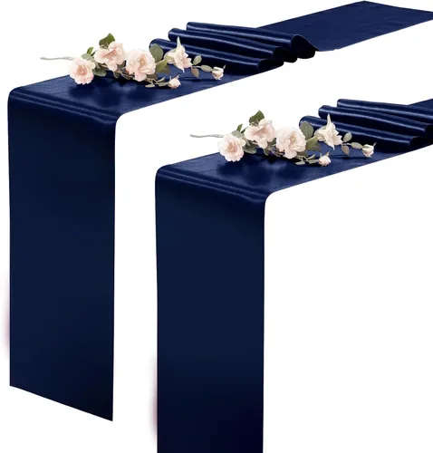 Miniatura 19 de Paquete de 2 caminos de mesa negros de 12 x 108 pulgadas, camino de mesa rectangular de seda satinada suave para bodas, banquetes, decoración