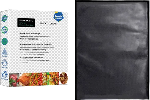 Miniatura 6 de Bolsas selladoras al vacío negras de 15 x 20 pulgadas, bolsas de sellado al vacío precortadas de 5.5 mil para almacenamiento de alimentos, al vacío