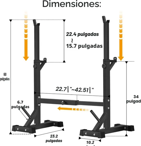 Miniatura 3 de BangTong&Li Soporte para sentadillas, estante para pesas, soporte de prensa de banco, soporte para gimnasio en casa, soporte de peso ajustable