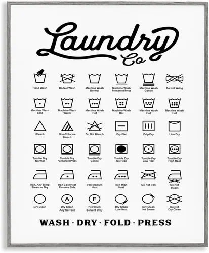 Miniatura 27 de Stupell Industries Guía de Símbolos de Lavandería Tipografía Beige 11 x 14 Negro medianoche
