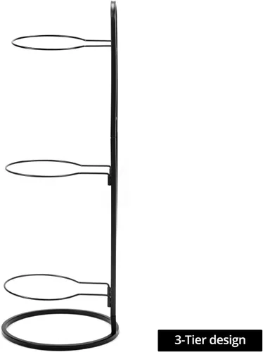 Miniatura 3 de QWORK Estante de almacenamiento para pelotas de baloncesto: diseño vertical de 3 niveles, montaje en pared o independiente, solución de ahorro