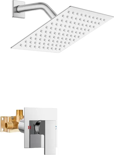 Miniatura 10 de Airuida Juego de grifo de ducha para baño, sistema de ducha de lluvia de acero inoxidable SUS304, mango único con roscas macho, válvula de Níquel
