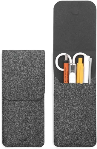 Miniatura 12 de LHiDS Estuche de cuero para lápices, bolsa para tres fuentes, bolígrafos y bolígrafos rollerball, estuche para lápices pequeño, organizador
